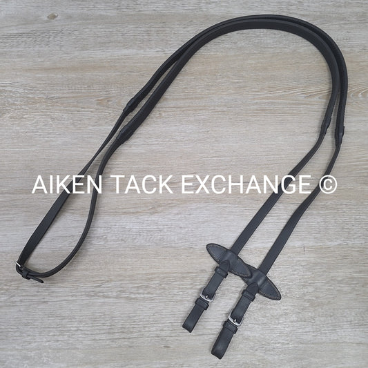 Artemis Rubber Reins, Black, Size Full
