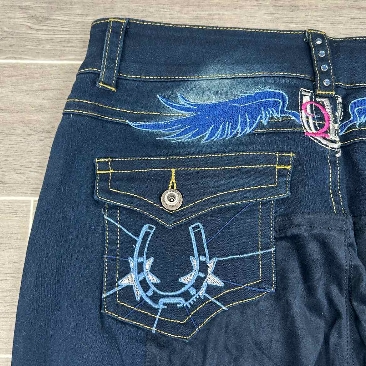 2kGrey Denim Full Seat Breeches, Size 34