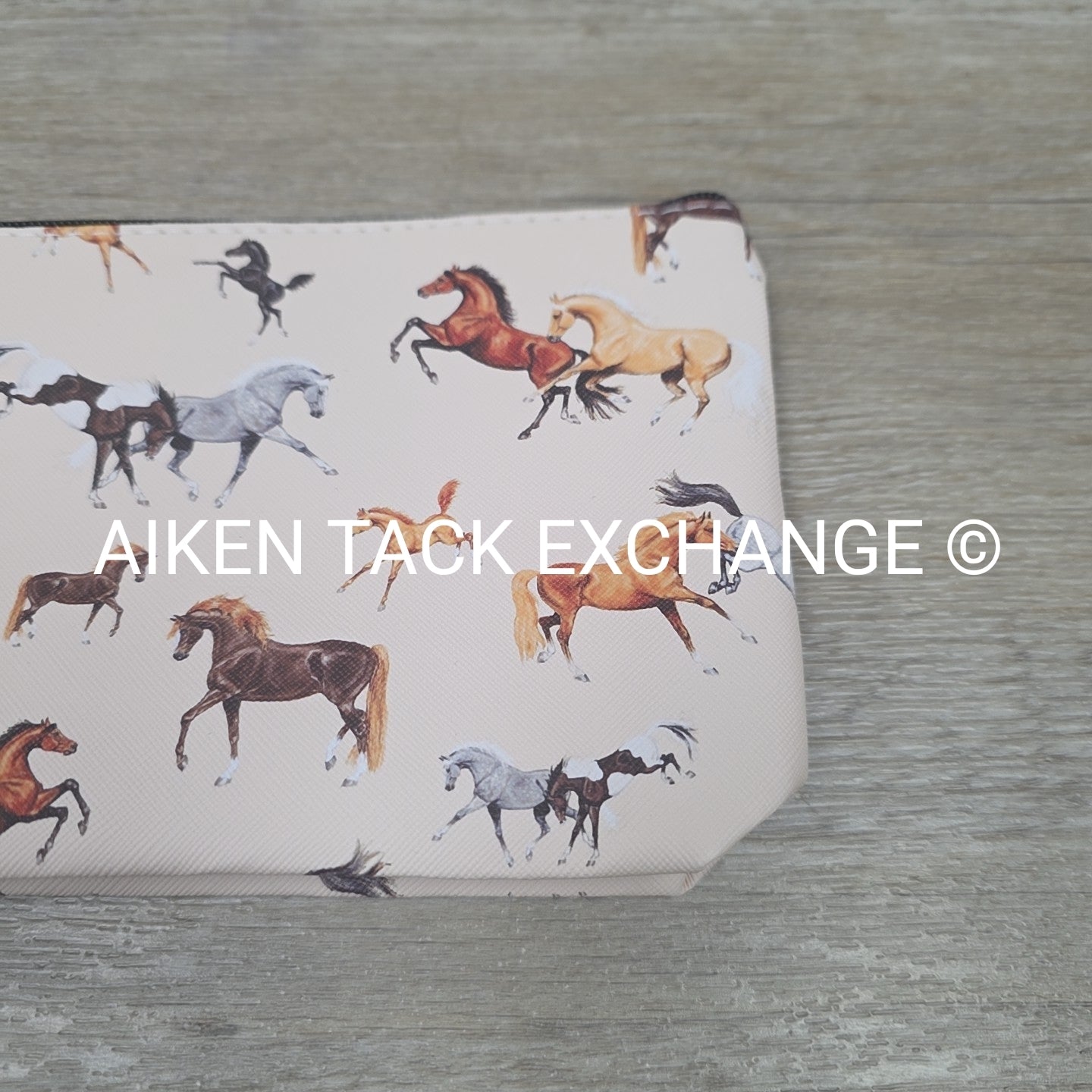 AWST Int'l Lila Horses All Over Medium Cosmetic Pouch with Wristlet