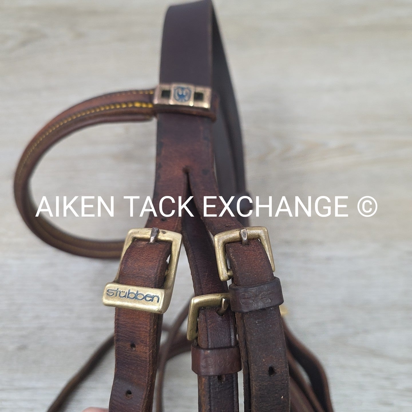 Stubben Plain Raised Flash Bridle with Matching Cotton Web Reins, Brown, Size Fu