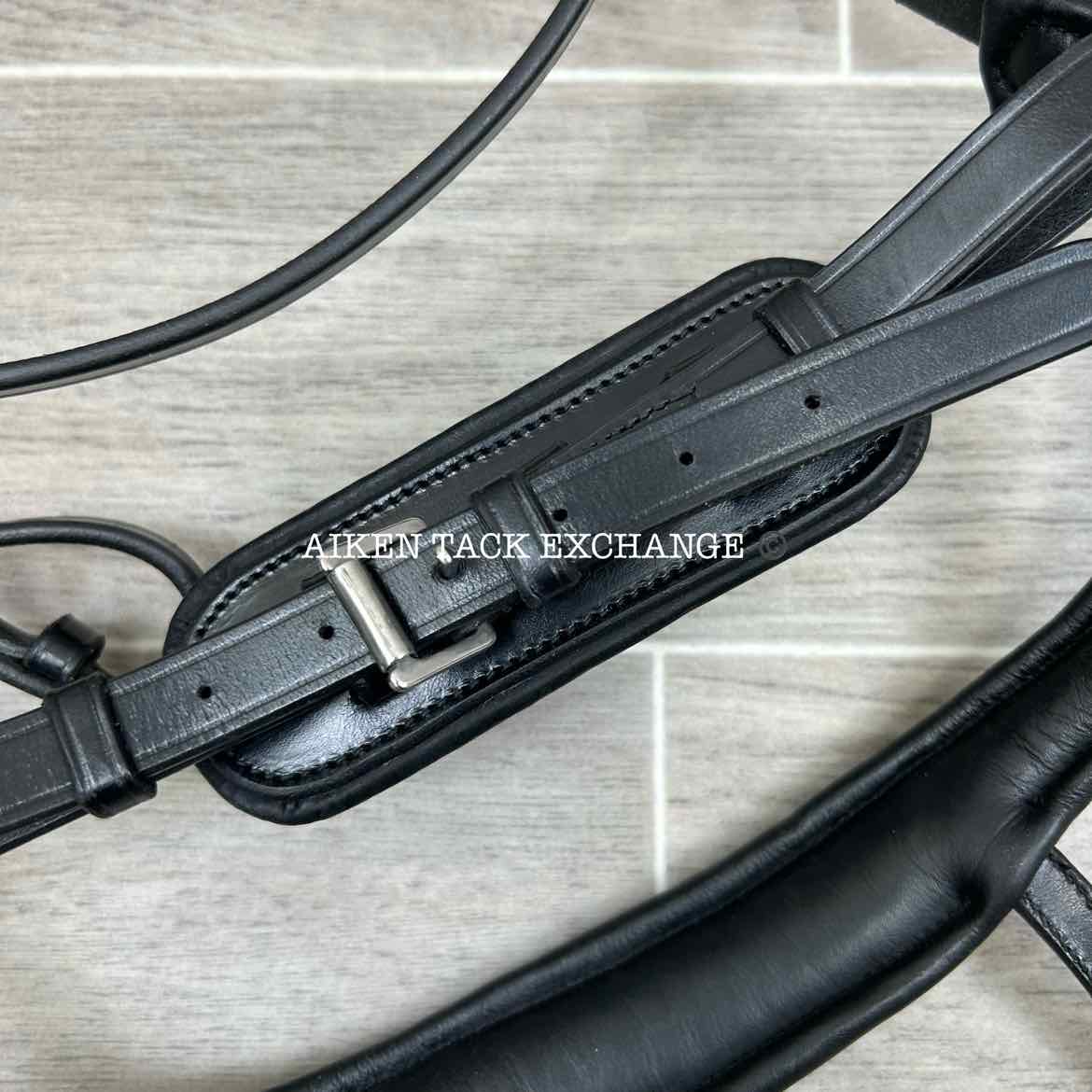 KL Select Red Barn Arena Ergonomic Bridle with Reins, Black, Size Full