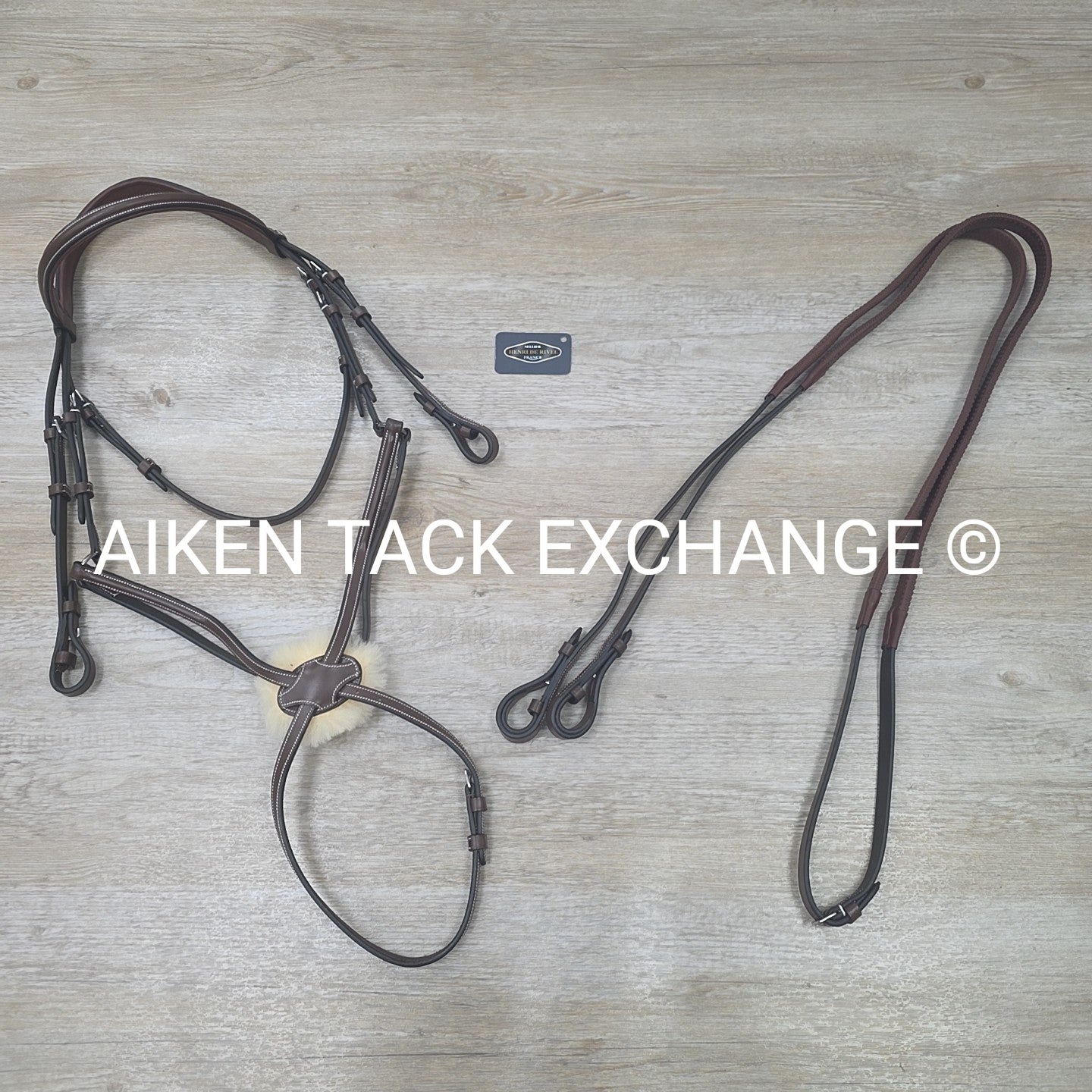 HDR Pro Mono Crown Figure 8 Bridle with Rubber Reins, Australian Nut, Size Full