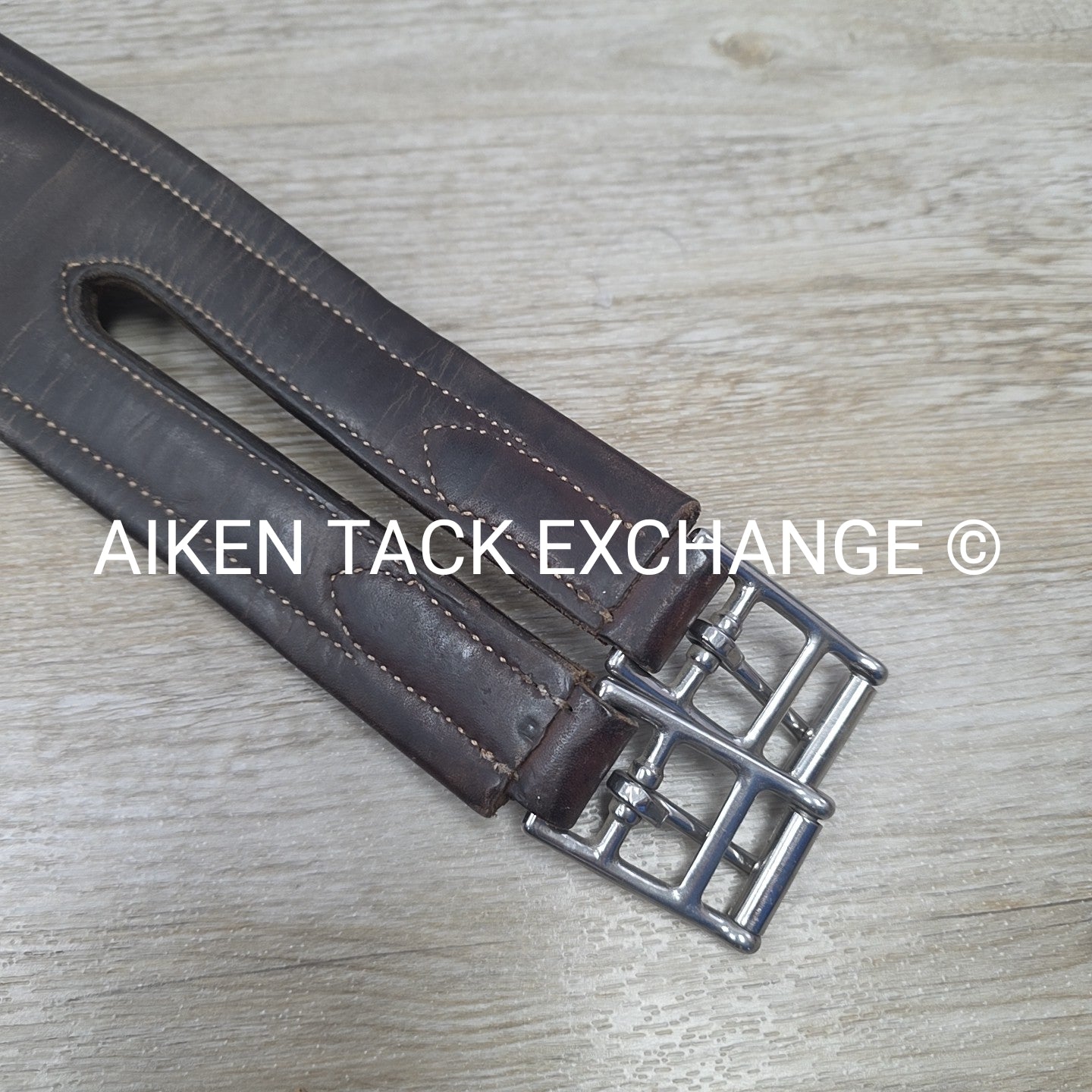 SmartPak Fancy Stitch Girth with Elastic on One Side, Brown, 48"