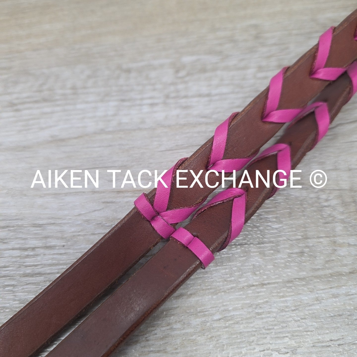 Rafter T Ranch Company Pink Plaited Browband Headstall with Matching Reins