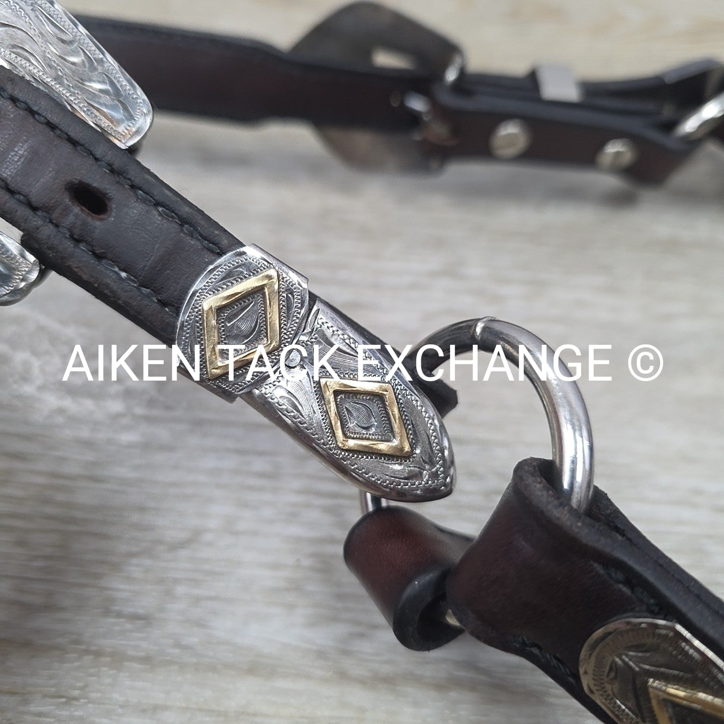 Tory Leather Silver Plated Diamond Show Halter, Size Full