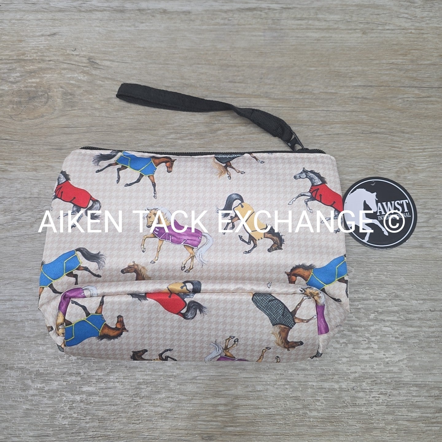 AWST Int'l Lila Horses in Blankets Accessory Bag with Wristlet