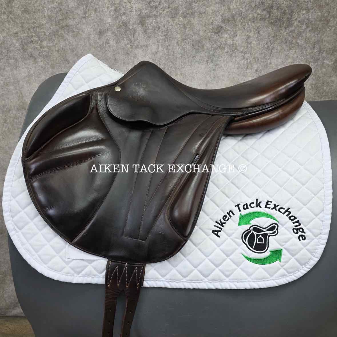 2007 Butet Monoflap Jump Saddle, 17" Seat, 3 Flap, Medium Tree, Foam Panels, Full Calfskin Leather