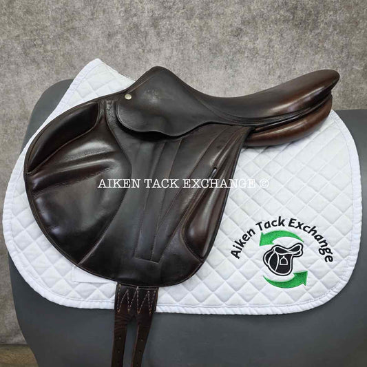 2007 Butet Monoflap Jump Saddle, 17" Seat, 3 Flap, Medium Tree, Foam Panels, Full Calfskin Leather