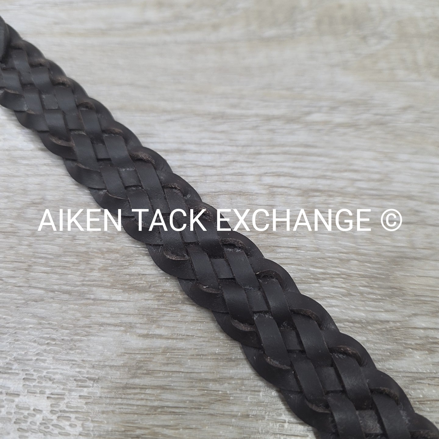 Plaited Leather Browband, Brown, 15.5"