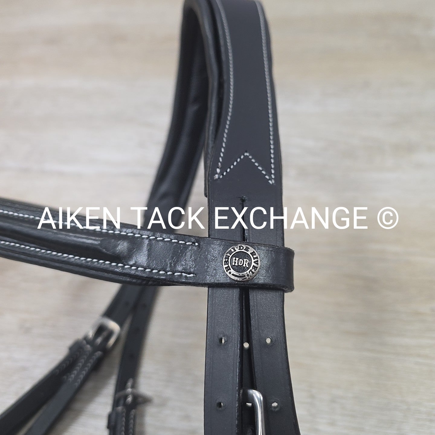 HDR Pro Mono Crown Plain Raised Padded Bridle with Laced Reins, Black, Oversize