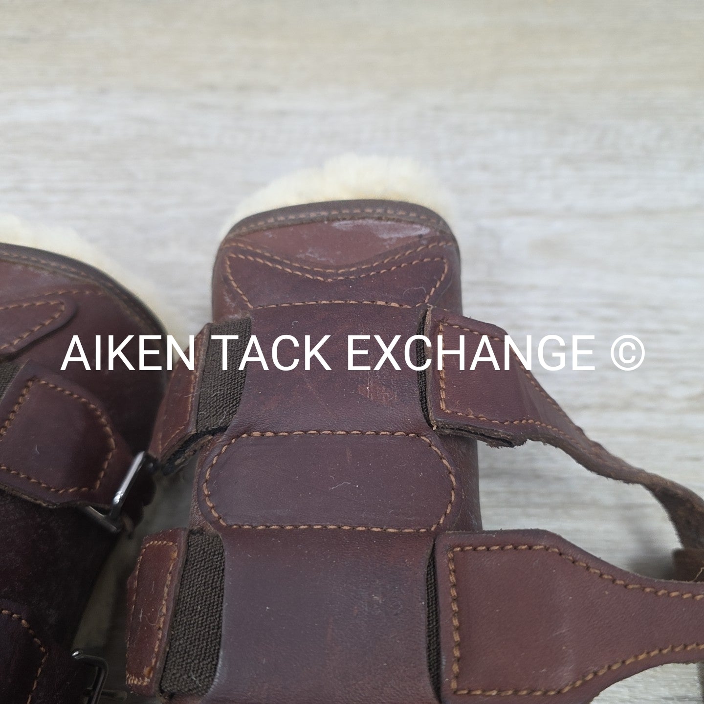 Dover Saddlery Leather Open Front Sheepskin Lined Boots, Size Medium