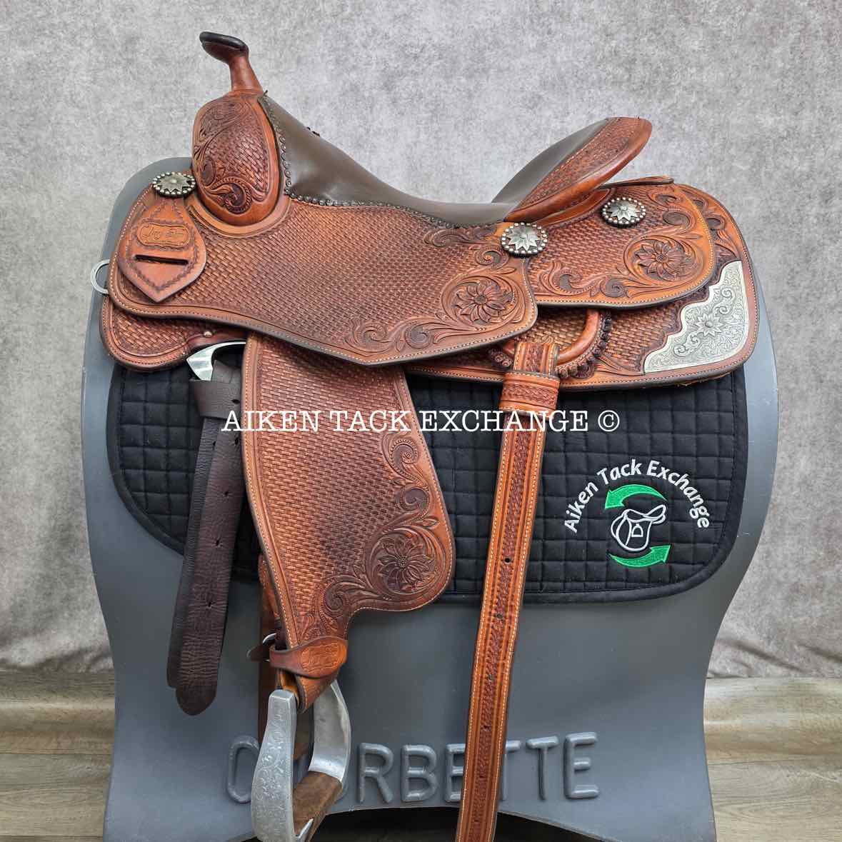 Jerry Shaw Western Saddle, 16.5" Seat, Wide Tree - Full QH Bars