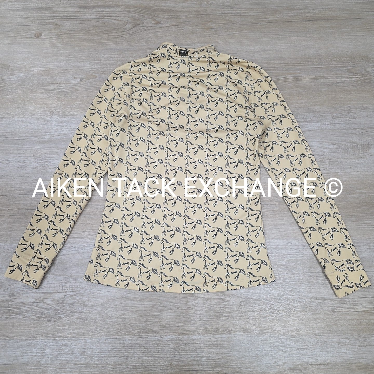 FITS Long Sleeve Winter Tech Shirt, Midnight Navy Horses, Women's Small