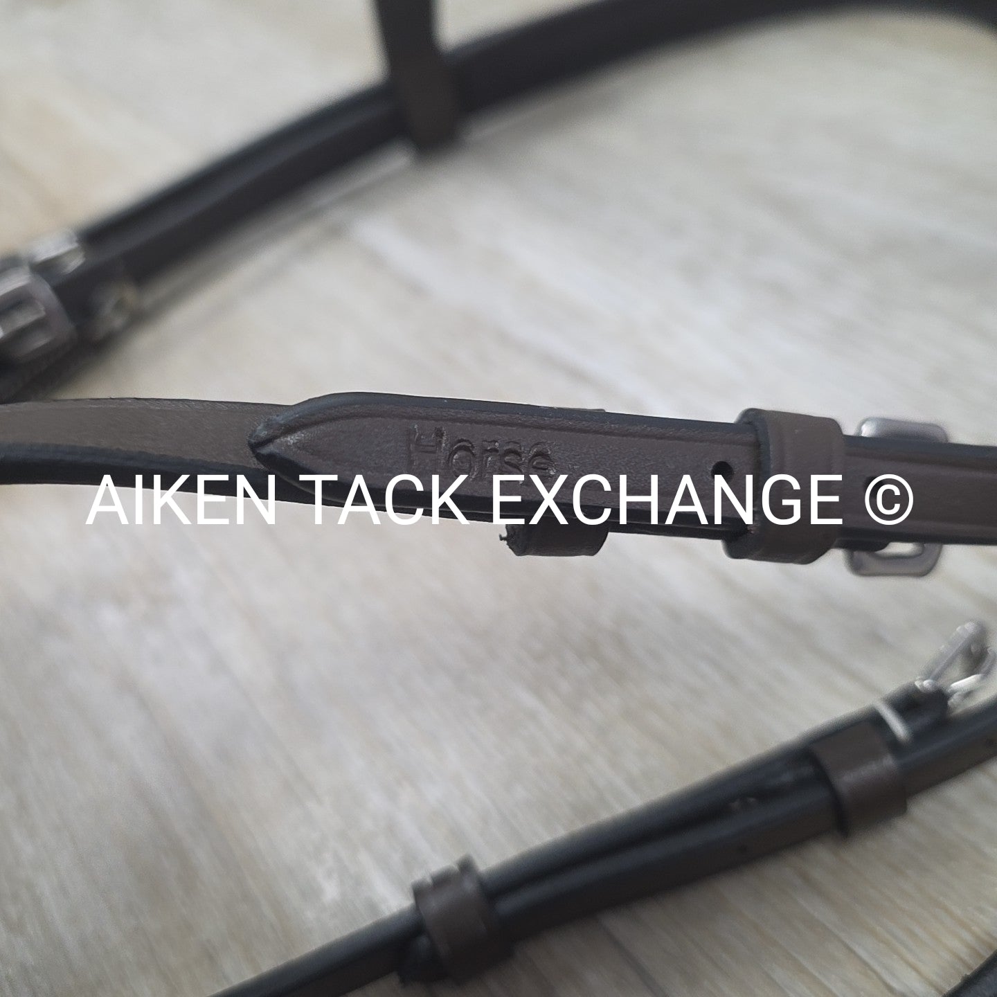 HDR Pro Mono Crown Flash Bridle with Rubber Reins, Havana, Size Full/Horse