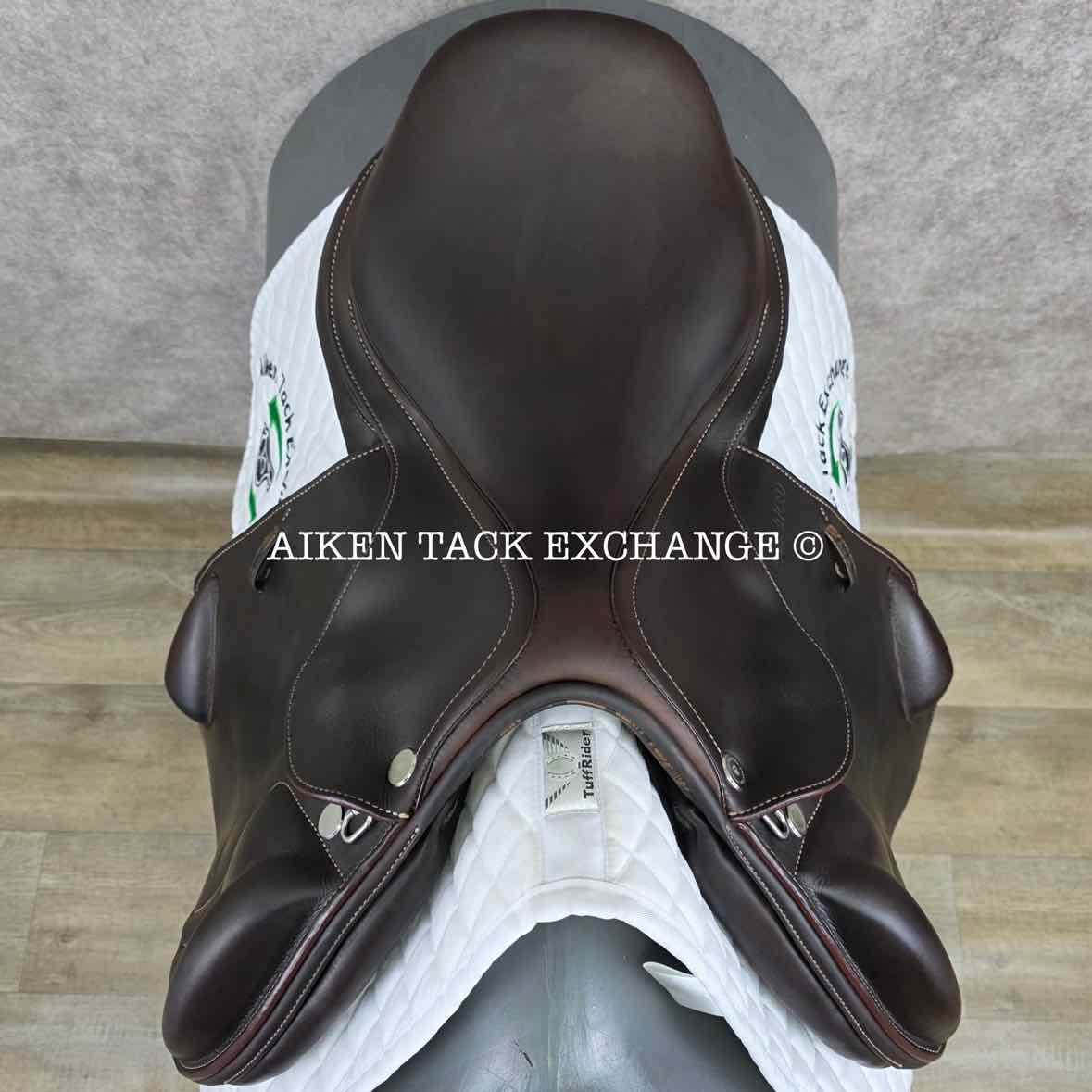 **SOLD** 2023 Prestige X-Advanced K Monoflap Jump Saddle, 18" Seat, 35 Tree - MW/W, Wool Flocked Panels