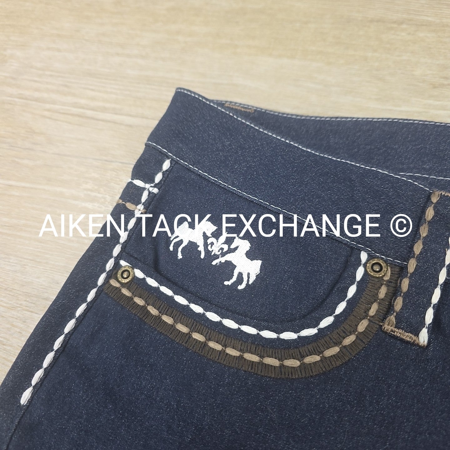 Equine Couture Jessie Denim Knee Patch Breeches, Women's 28