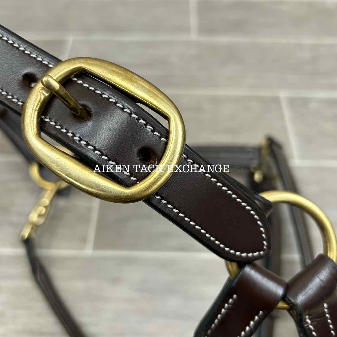 KL Select Black Oak Pine Leather Halter, Brown/Brown, Oversize