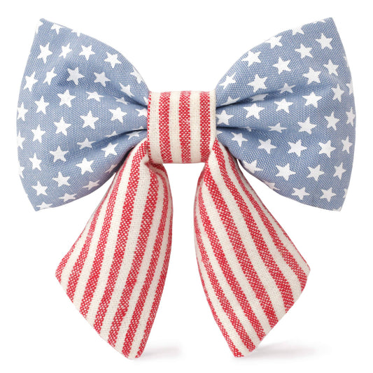 Stars and Stripes Summer Memorial Day Lady Dog Bow: Small