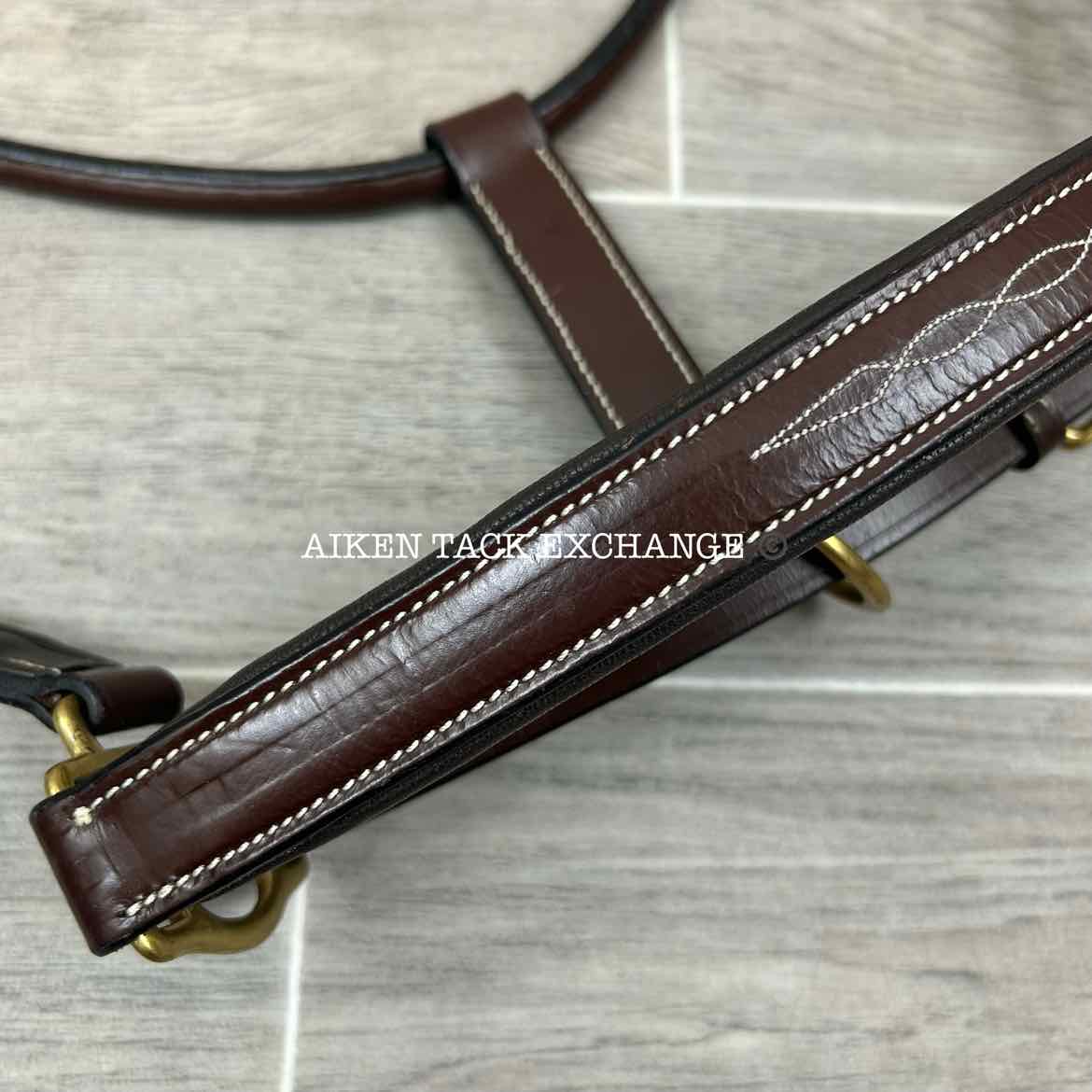 KL Select Black Oak Willow Padded Leather Halter, Brown/Brass, Oversize
