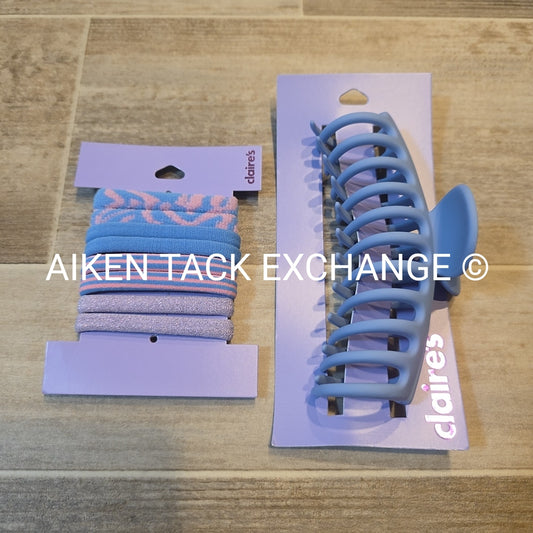 Claire's Hair Bundle - 1 Claw Clip, 1 Pack of Hair Ties