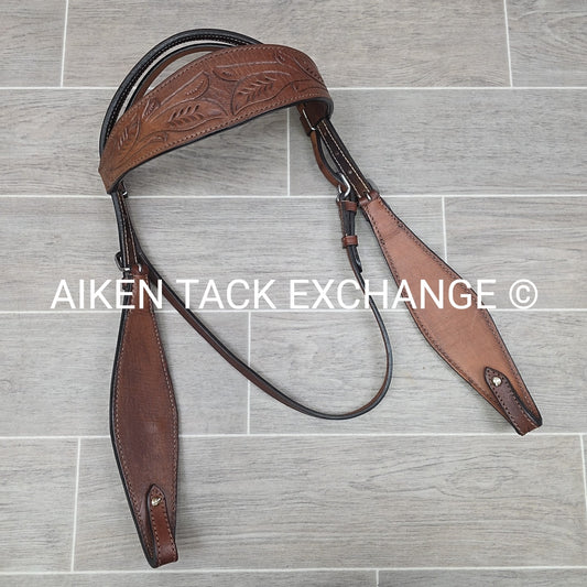 Tooled Leather Western Bridle, Size Draft