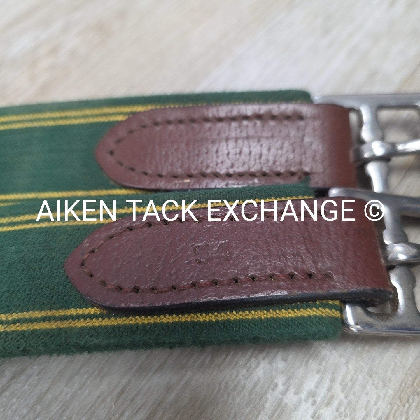 Leather Girth with Single End Elastic, Brown 54"