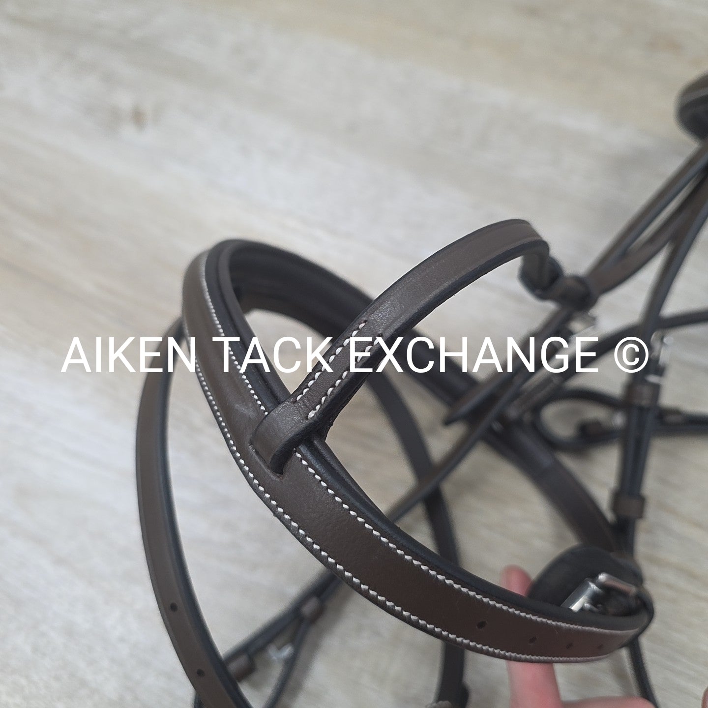 HDR Pro Mono Crown Flash Bridle with Rubber Reins, Havana, Size Full/Horse