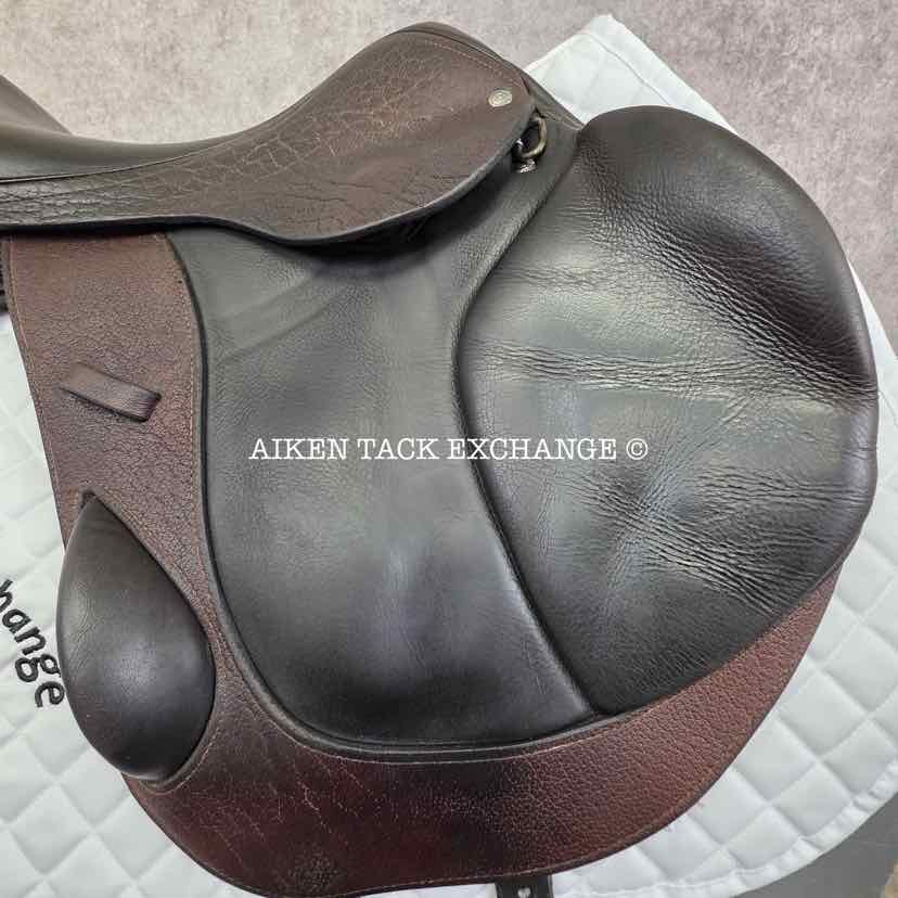 **SOLD** 2015 Custom Saddlery Monte Carlo Monoflap Jump Saddle, 18" Seat, Adjustable Tree, Wool Flocked Panels