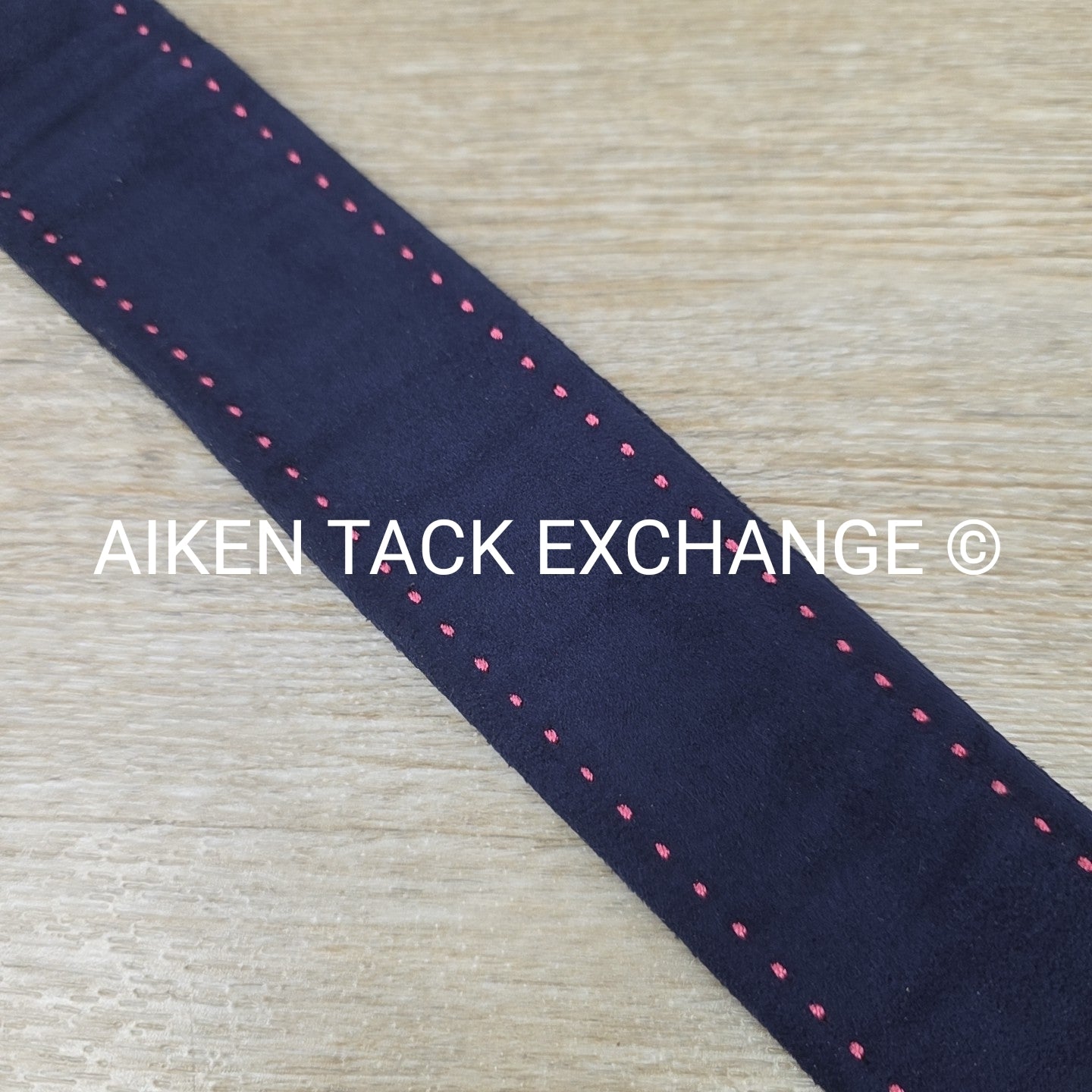 Women's Medium Equine Couture Suede Belt, Navy with Pink Stitching