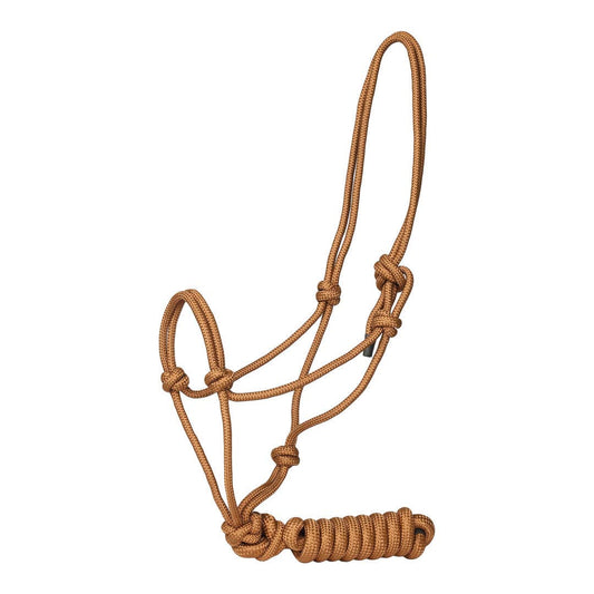 TuffRider Rugged Rope Halter with matching lead: Brown / Horse