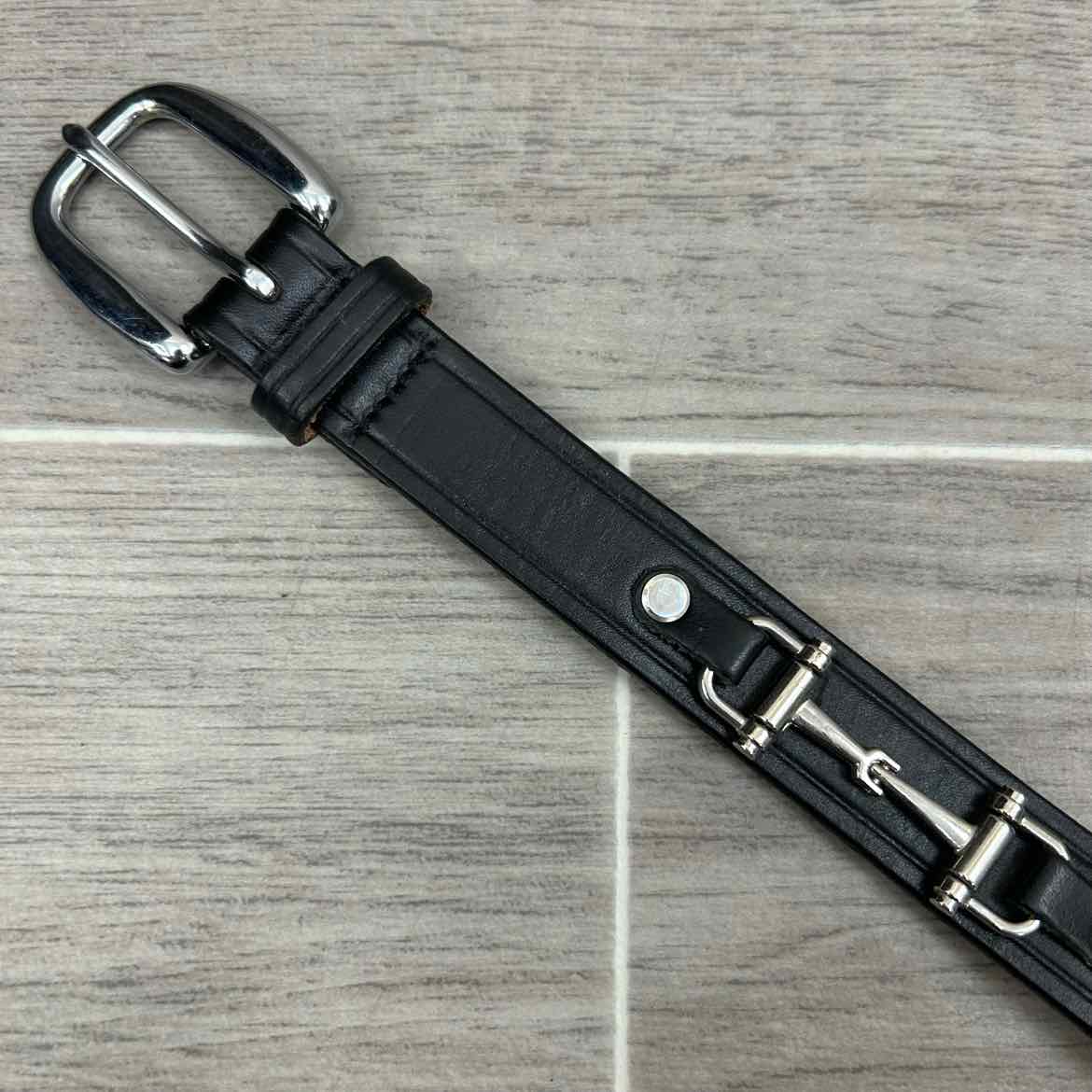 Tory Leather Snaffle Bit Belt, Black, 26