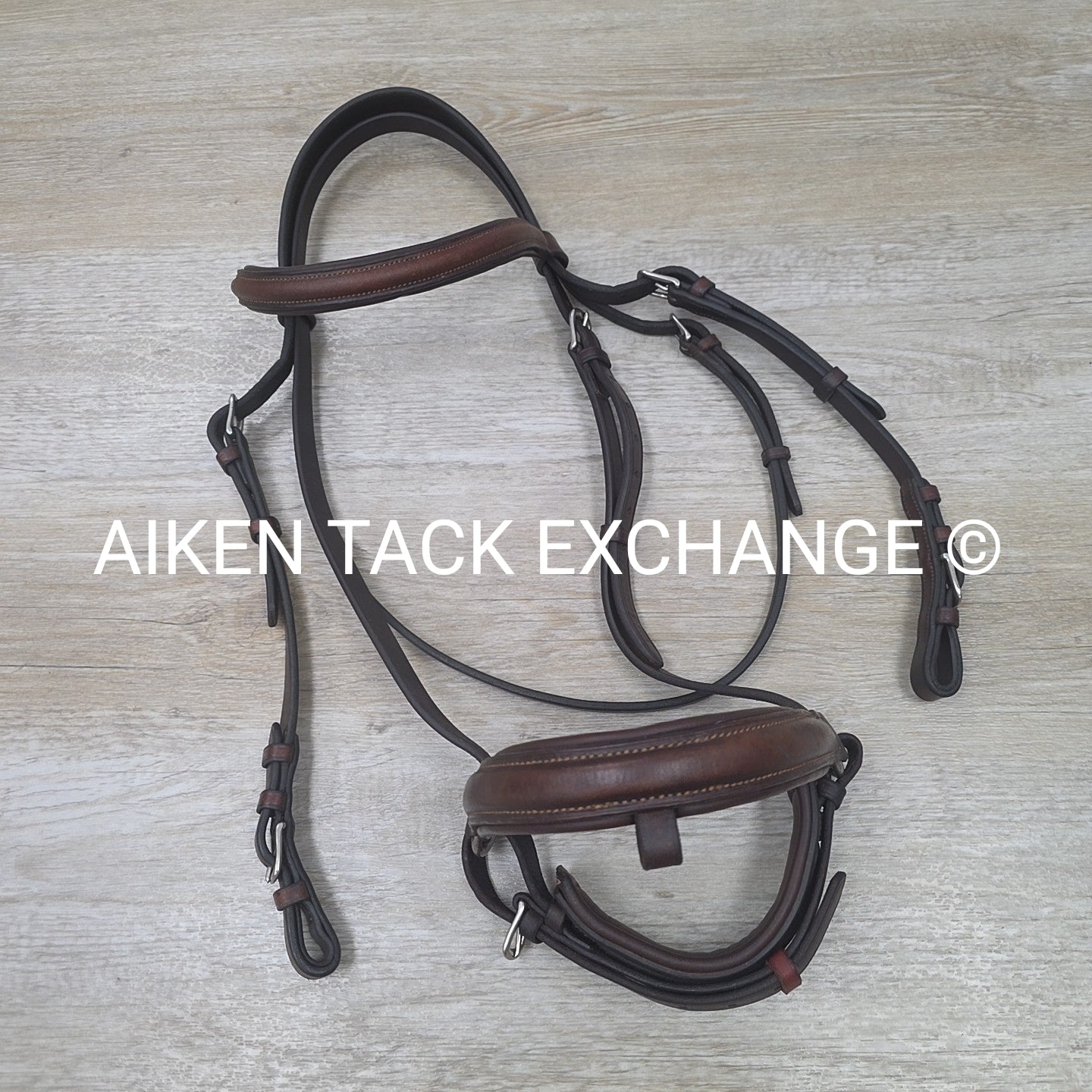 Bobby's English Tack Plain Raised Dressage Bridle, Missing Flash Strap, No Reins