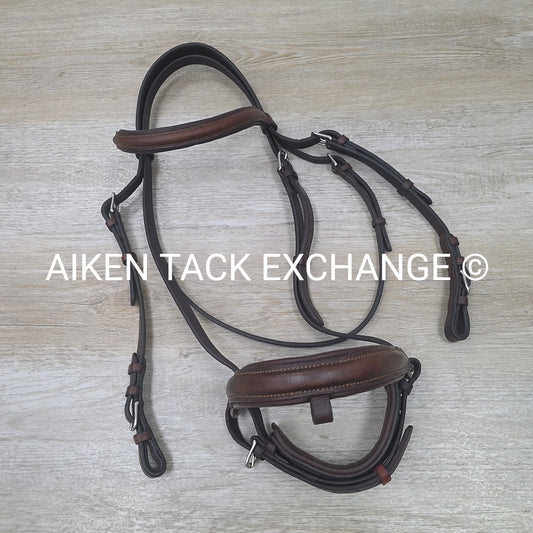 Bobby's English Tack Plain Raised Dressage Bridle, Missing Flash Strap, No Reins