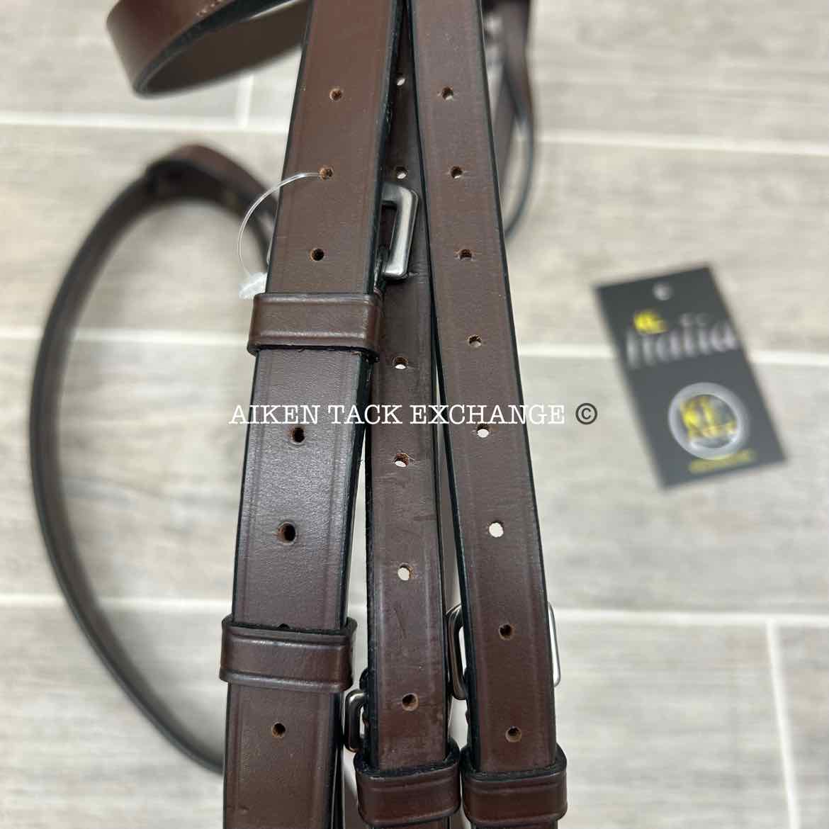 KL Select KL Italia Foxwell Hunt Bridle with Reins, Brown, Size Full
