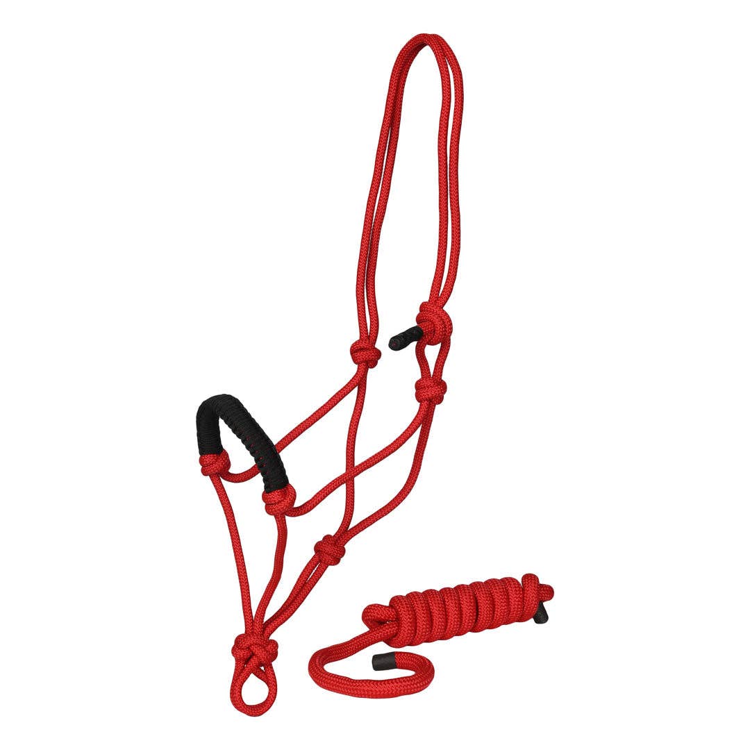 TuffRider Rugged Rope Halter Braided Noseband with Matching Lead: Violet / Horse