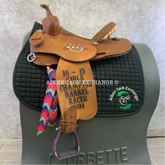 Cactus Saddlery Barrel Racing Trophy Western Saddle, 14" Seat, Wide Tree - Full QH Bars