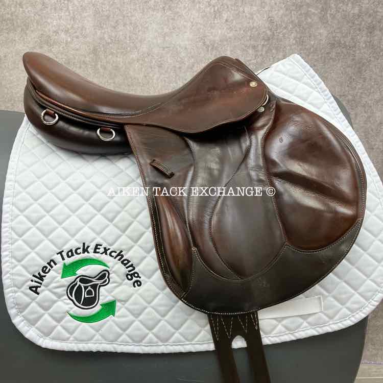 2001 Devoucoux Chiberta Monoflap Jump Saddle, 17.5" Seat, 2A Flap, M/MW Tree, Foam Panels