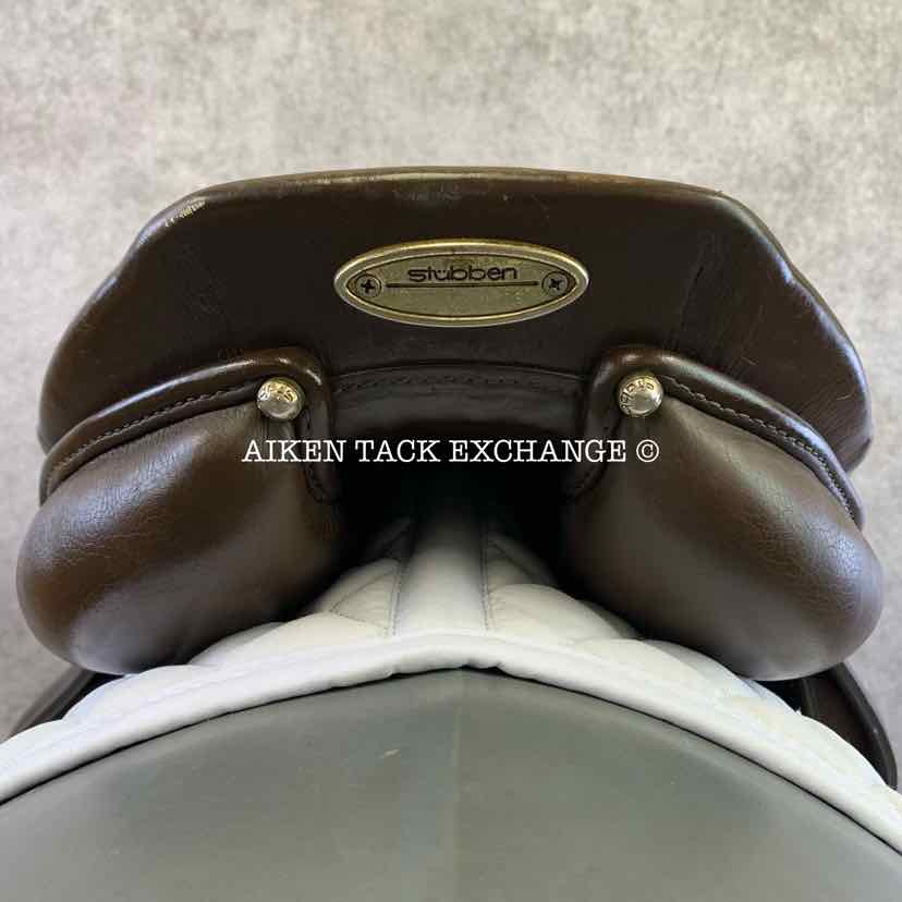 2011 Stubben Genesis Deluxe Jump Saddle, 18" Seat with Biomex, 31 cm Tree - Medium Wide/Wide, Wool Flocked Panels