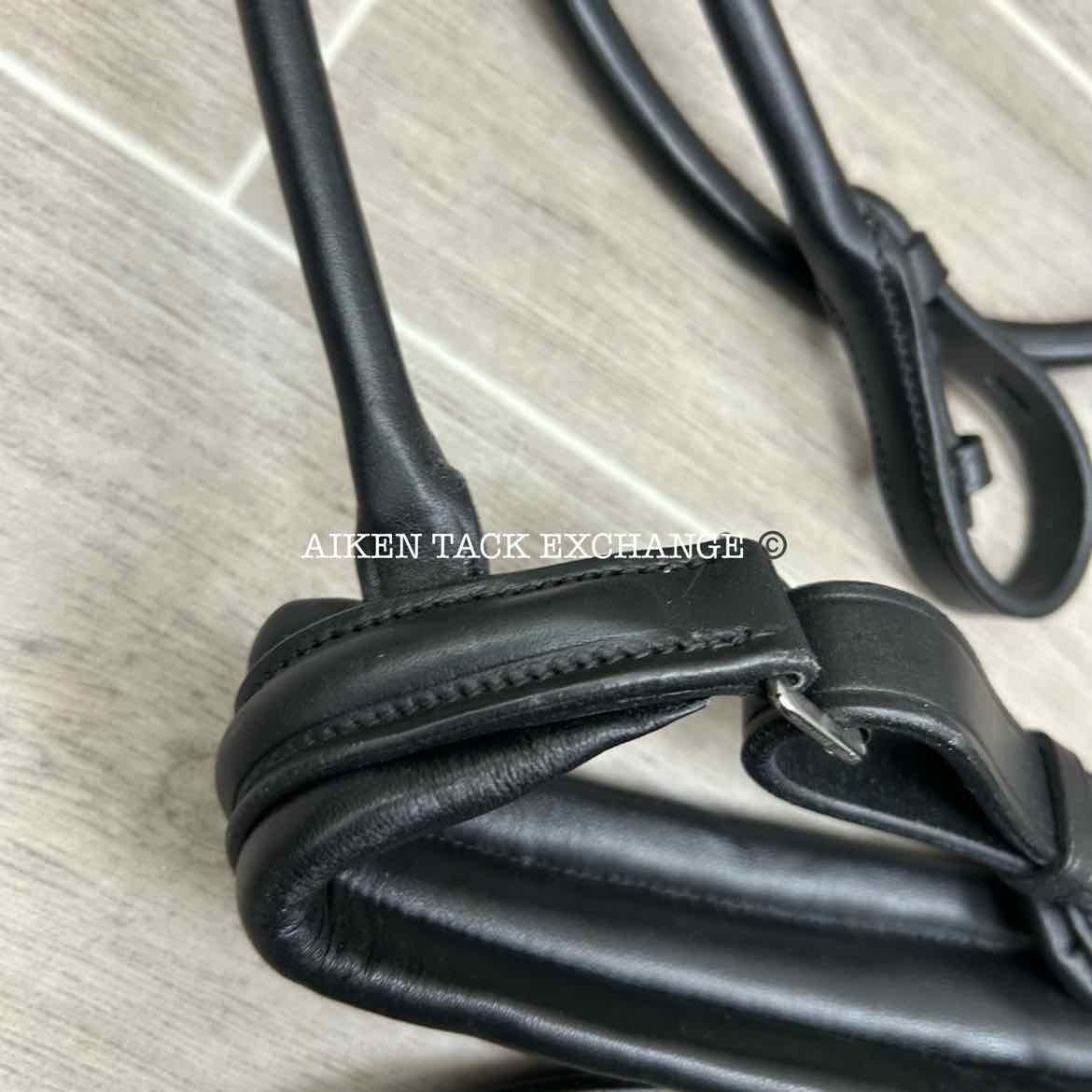 KL Select Flexion Rolled Snaffle Bridle with Reins, Black, Size Full