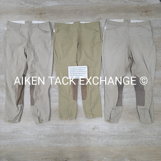 BARGAIN BUNDLE: Tailored Sportsman "TS" Knee Patch Breeches, Size 34, 3 Pair