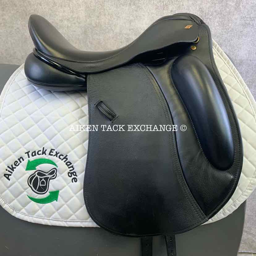 **SOLD** Laser Monoflap Dressage Saddle, 17.5" Seat, Medium Tree, Wool Flocked Panels