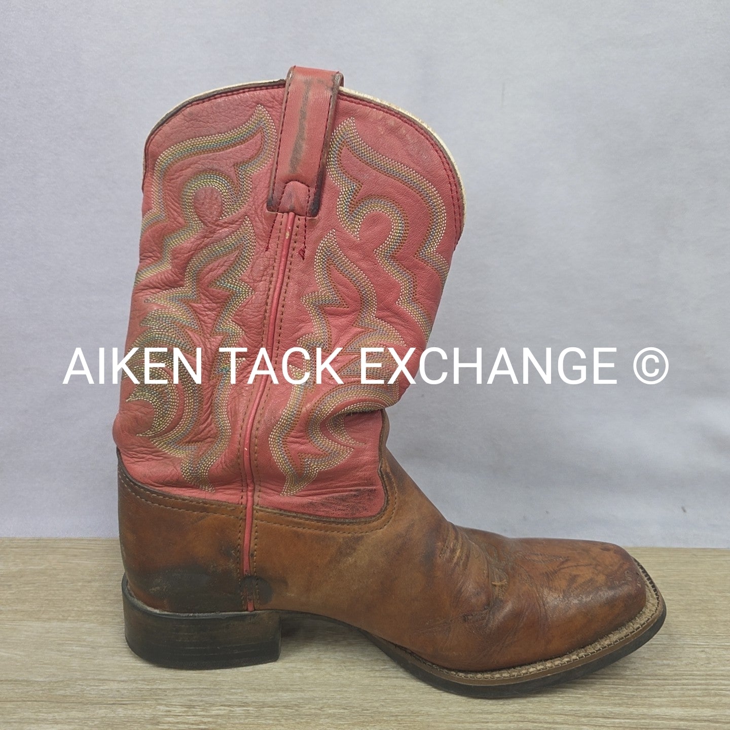 Tony Lama Square Toe Western Boots, Size 9