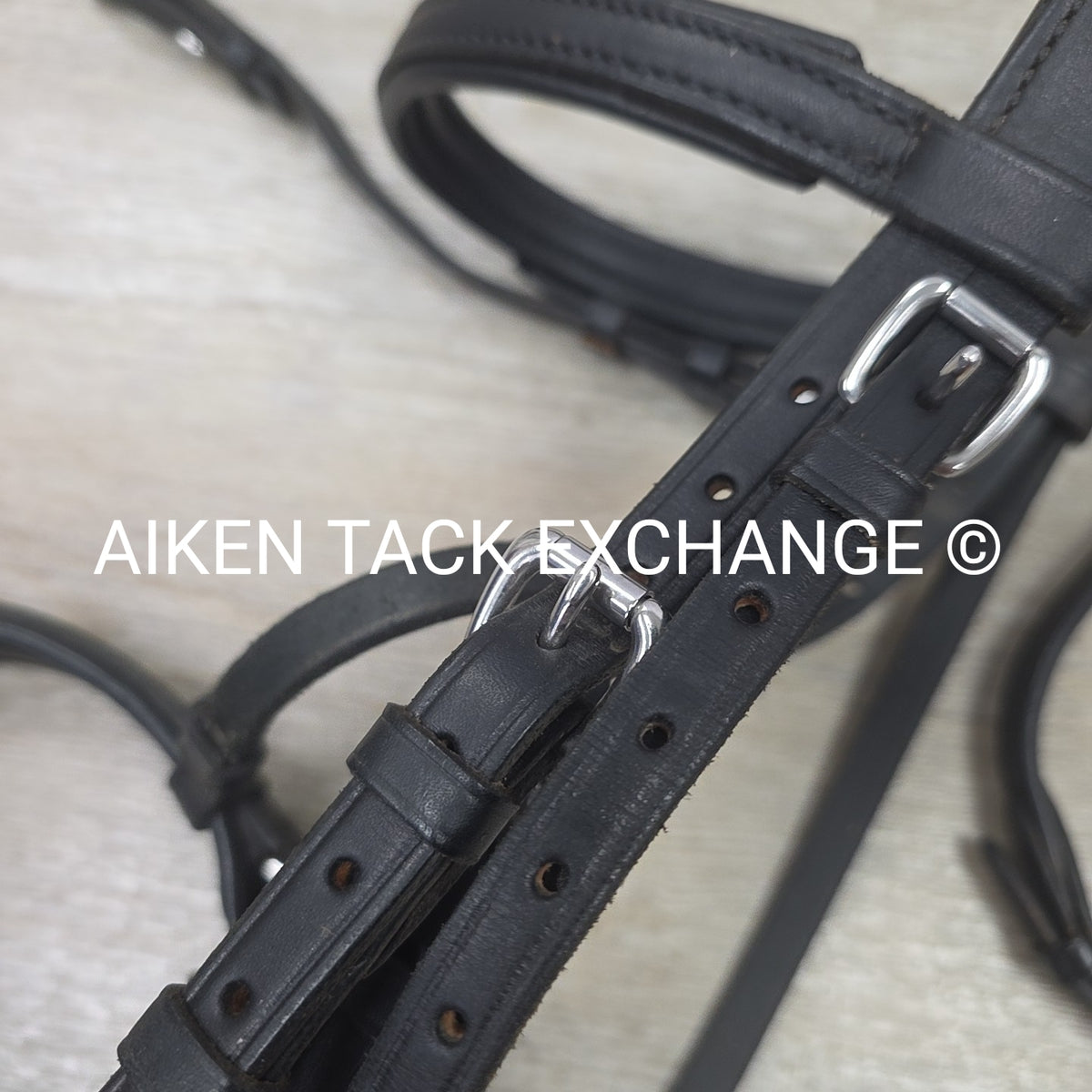 Plain Monocrown Bridle with Red Barn Calf Lined Dressage Reins, Black, Size Full