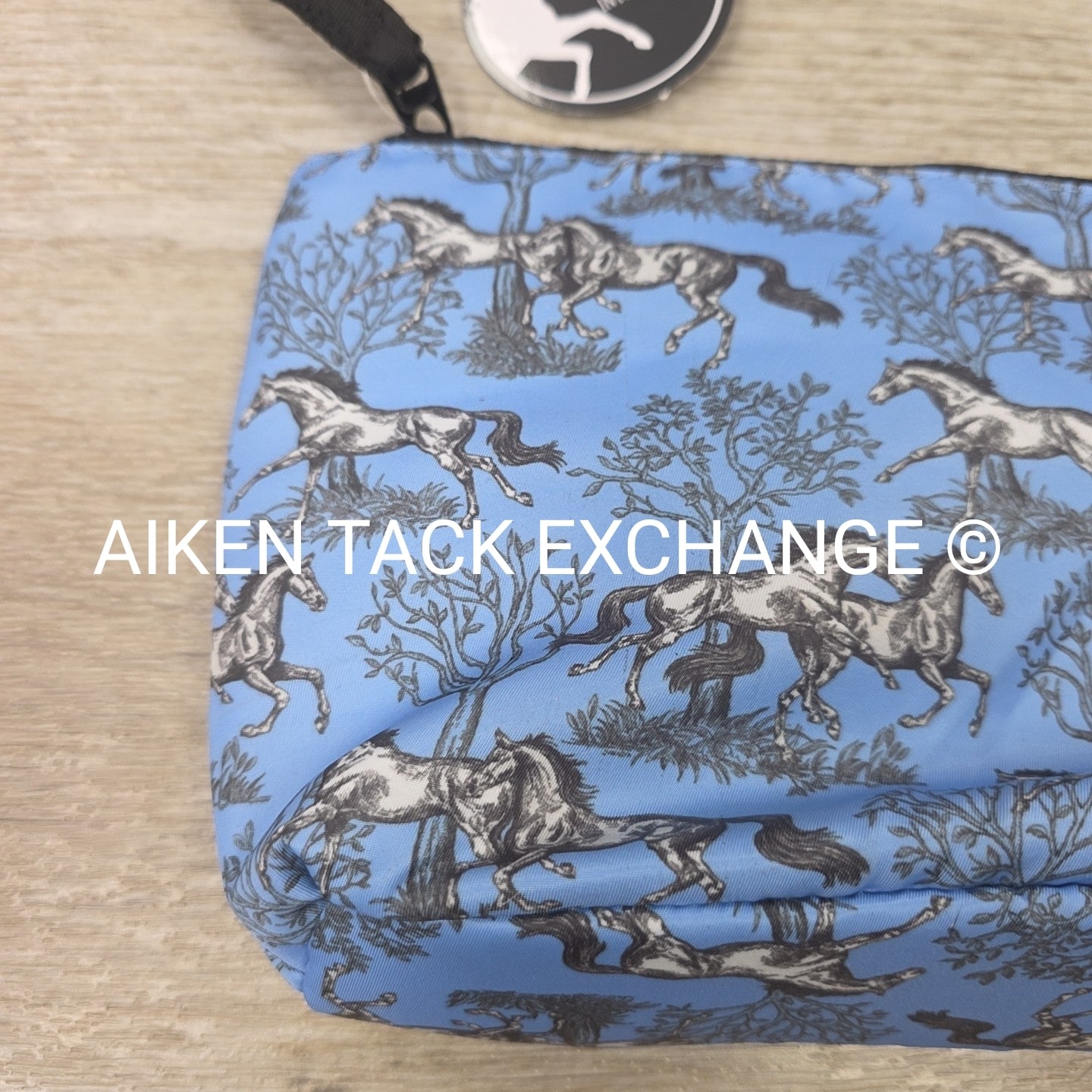 AWST Int'l Lila Blue Toile Accessory Bag with Wristlet