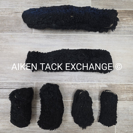 Sheepskin Fleece 6 Piece Halter Cover Set, Black