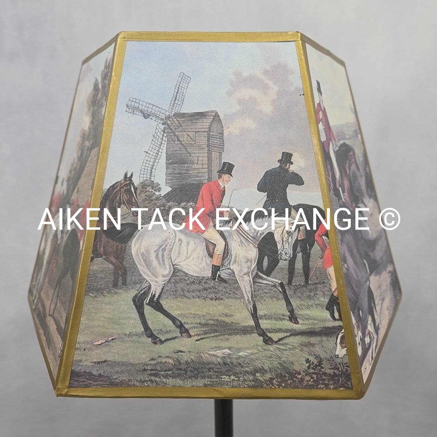 Tall Lamp with Foxhunting Scene