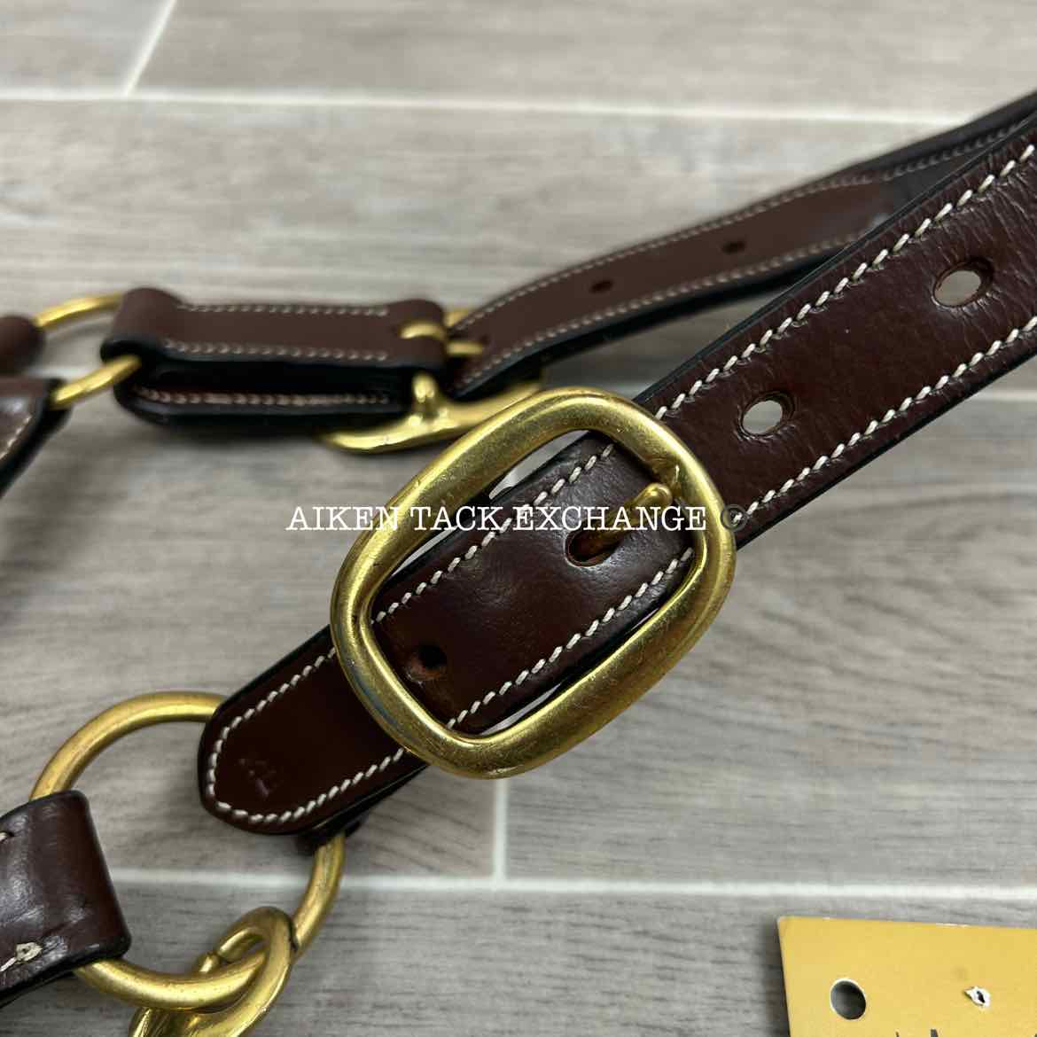 KL Select Black Oak Willow Padded Leather Halter, Brown/Brass, Oversize