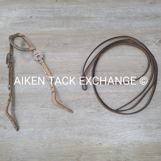 Western One Ear Head Stall with Matching Split Reins