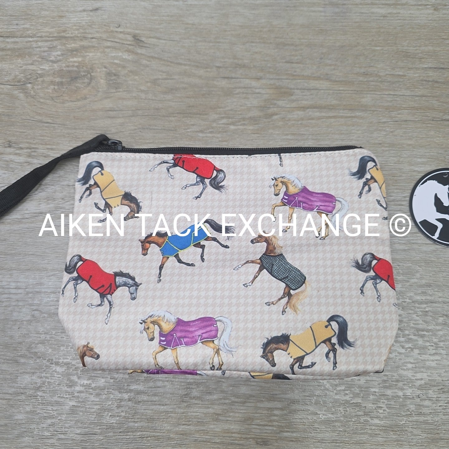 AWST Int'l Lila Horses in Blankets Accessory Bag with Wristlet