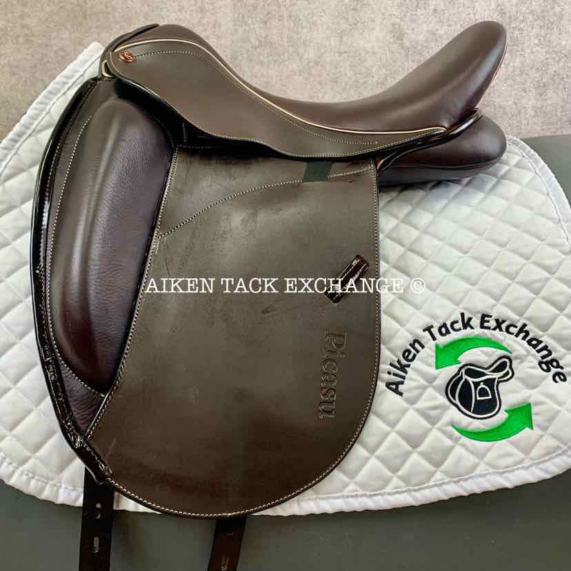 2022 MaxFlex Picasu Monoflap Dressage Saddle, 18" Seat, Flex Tree - Wide Fit, Wool Flocked Pony Panels